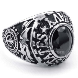 Anillo De Titanio Con Incrustaciones De Circonita Negra