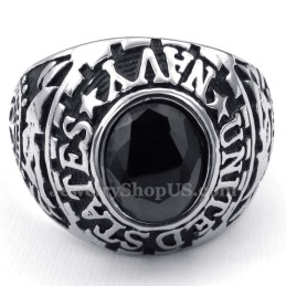 Anillo De Titanio Con Incrustaciones De Circonita Negra