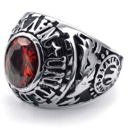 Anillo De Titanio Con Incrustaciones De Circonita Roja