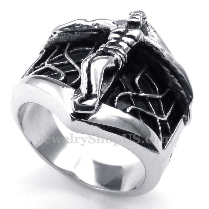 Anillo De Titanio Con Jesús En Forma De Telaraña