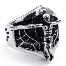 Anillo De Titanio Con Jesús En Forma De Telaraña