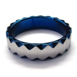 Anillo Unisex De Titanio Azul De 6 Mm