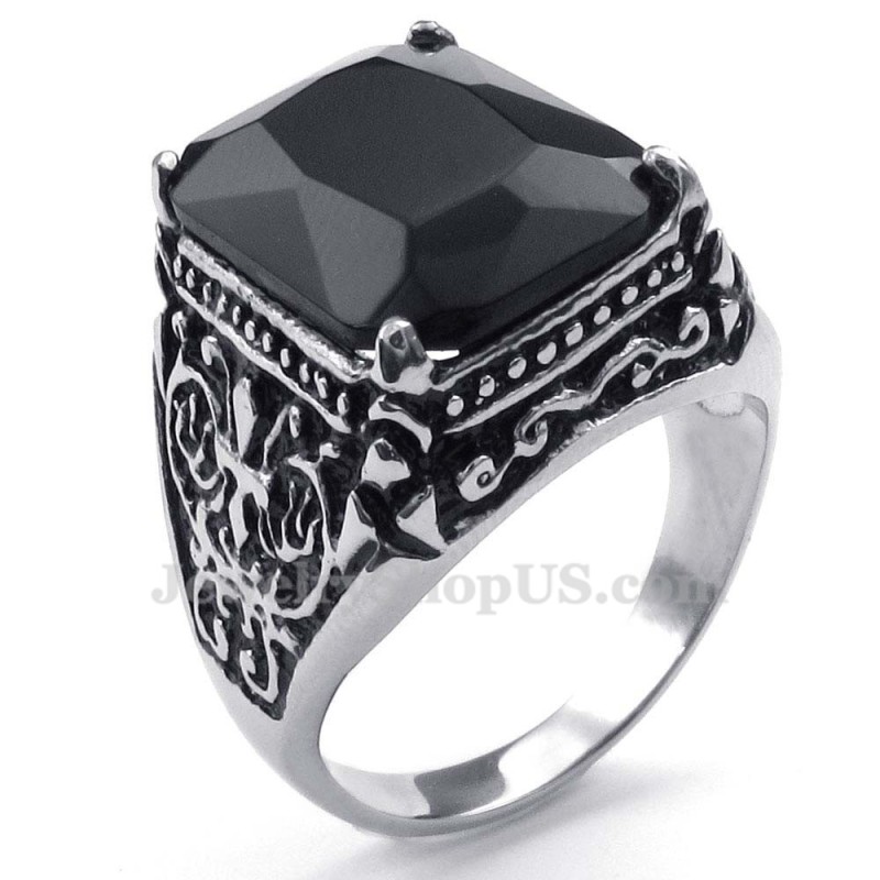 Anillo De Titanio Con Circonita Negra Anillo De Titanio Con Circonita Negra