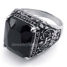Anillo De Titanio Con Circonita Negra