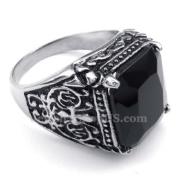 Anillo De Titanio Con Circonita Negra