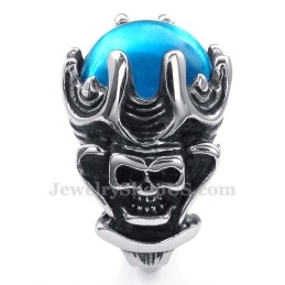 Anillo De Titanio Con Circonita Azul