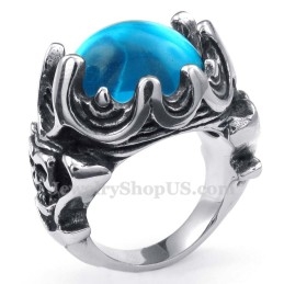 Anillo De Titanio Con Circonita Azul