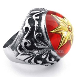 Anillo De Titanio Con Estrella De David Dorada