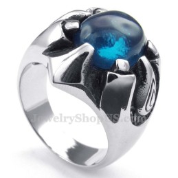 Anillo De Titanio Con Circonita Azul