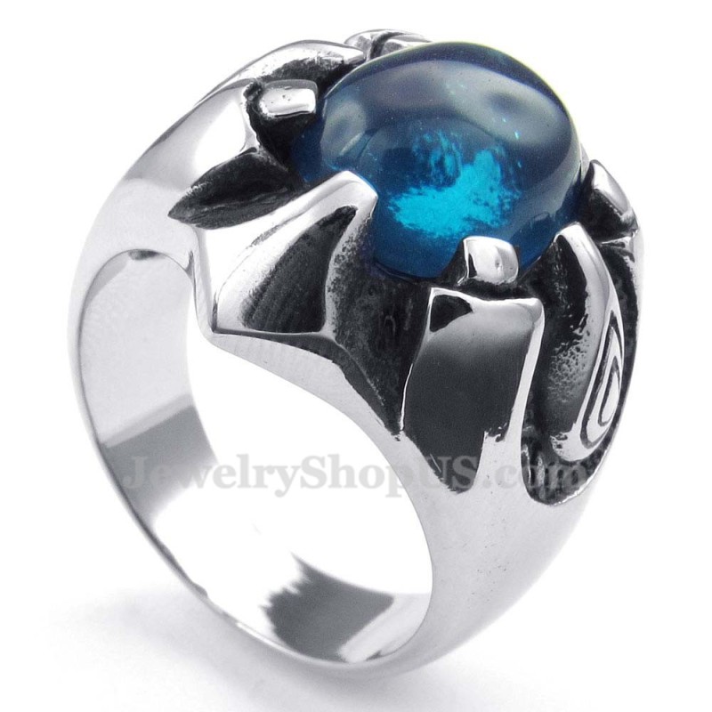 Anillo De Titanio Con Circonita Azul Anillo De Titanio Con Circonita Azul