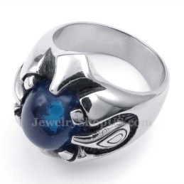 Anillo De Titanio Con Circonita Azul