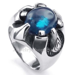 Anillo De Titanio Con Circonita Azul