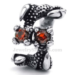 Anillo De Pata De Titanio Con Diamantes De Imitación Rojos
