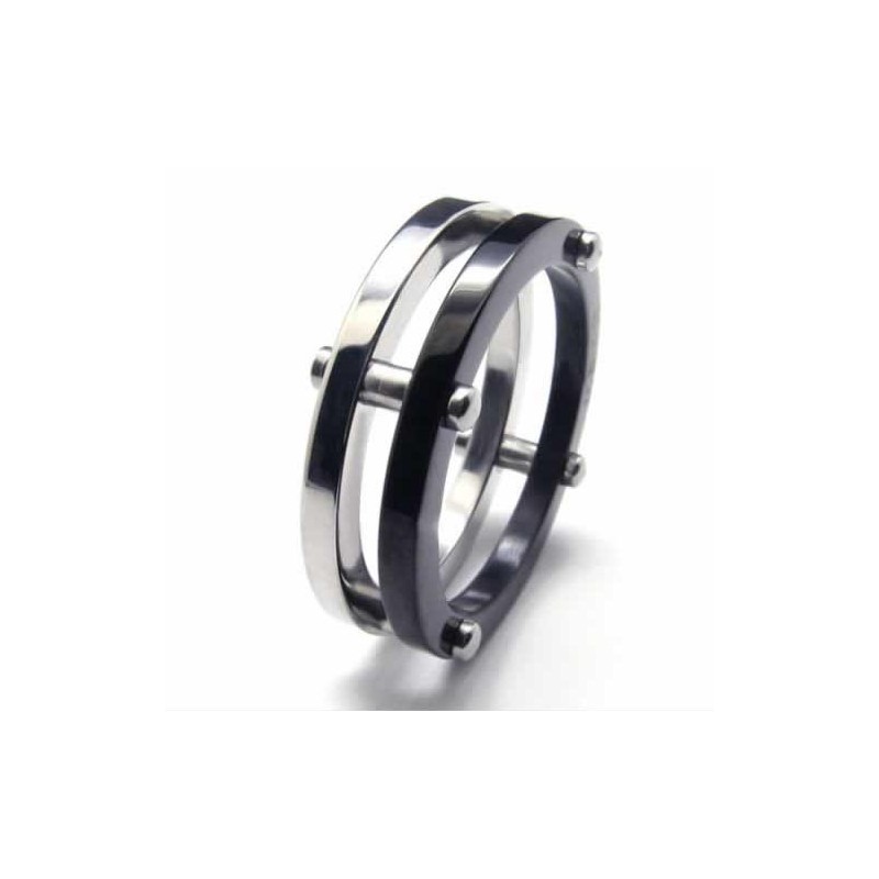 Anillo De Titanio Two Circles Para Hombre De 6 Mm Anillo De Titanio Two Circles Para Hombre De 6 Mm