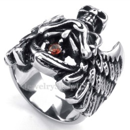 Anillo De Calavera De Titanio Con Ala