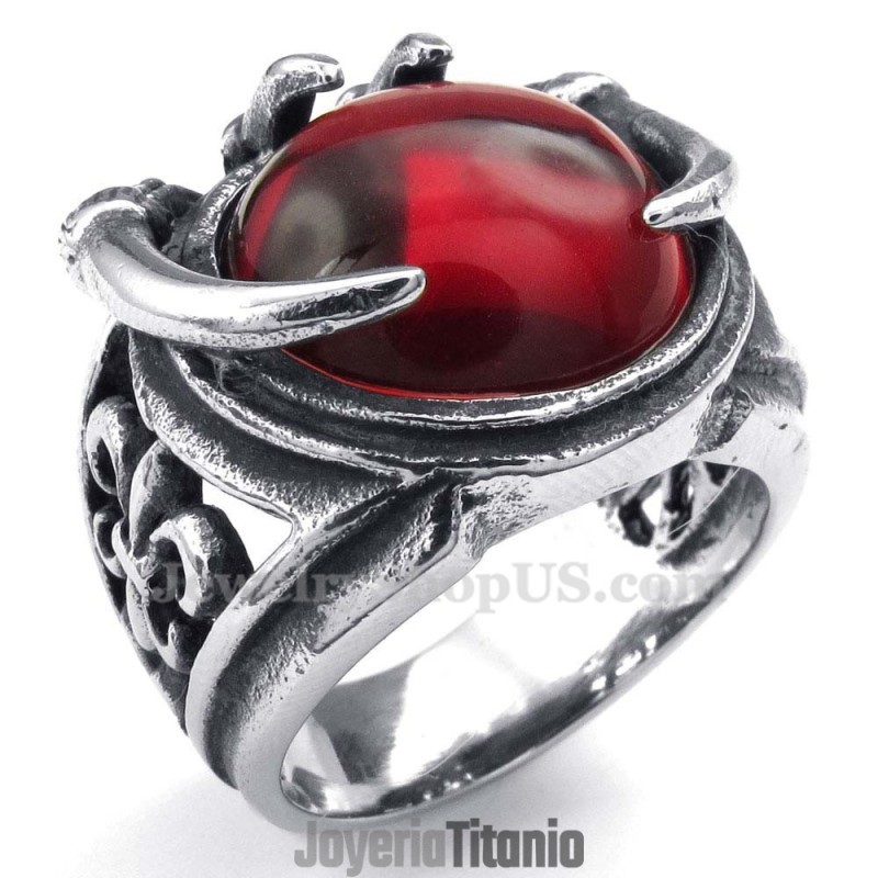Anillo De Titanio Con Circonita Roja Anillo De Titanio Con Circonita Roja