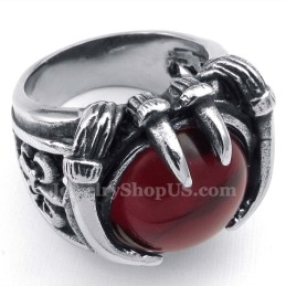 Anillo De Titanio Con Circonita Roja