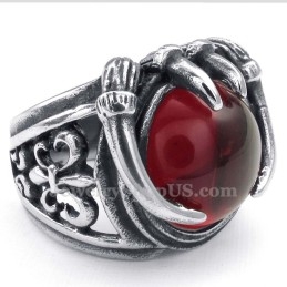 Anillo De Titanio Con Circonita Roja