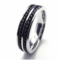 Anillo De Titanio De 5 Mm Con Dos Ranuras Y Cadena