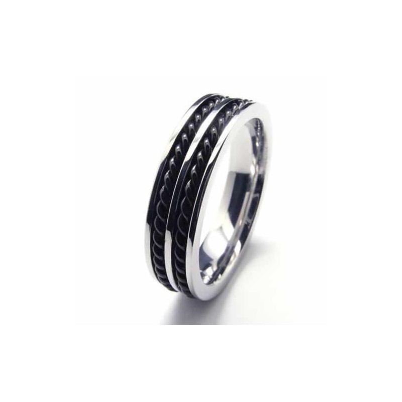 Anillo De Titanio De 5 Mm Con Dos Ranuras Y Cadena