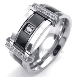 Anillo De Titanio Para Hombre Con Diamantes De Imitación Blancos