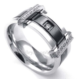 Anillo De Titanio Para Hombre Con Diamantes De Imitación Blancos