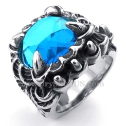 Anillo De Titanio Con Circonita Azul