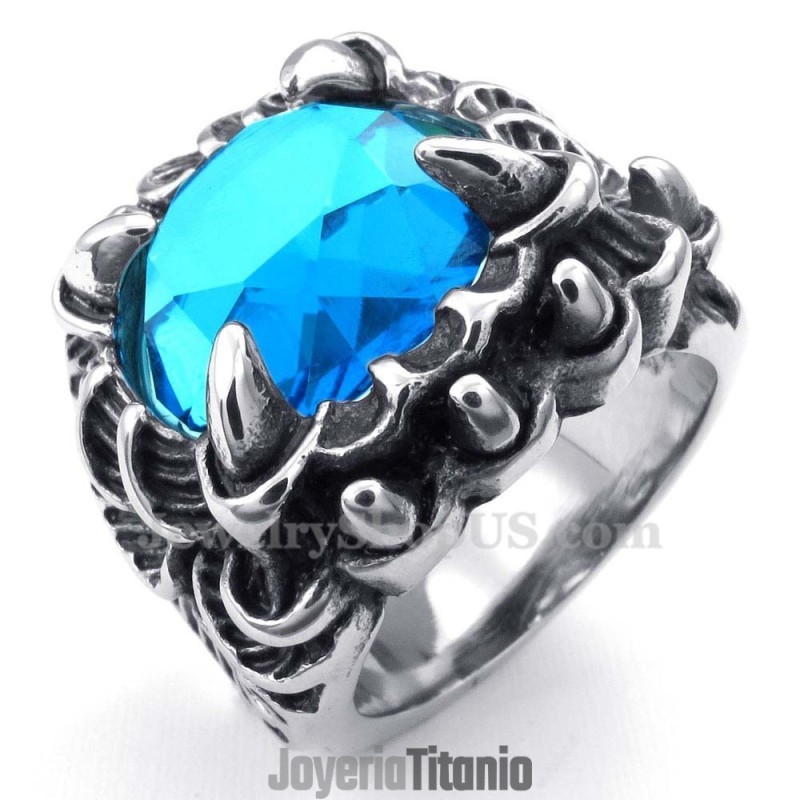 Anillo De Titanio Con Circonita Azul Anillo De Titanio Con Circonita Azul