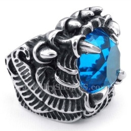Anillo De Titanio Con Circonita Azul