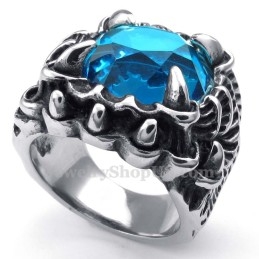 Anillo De Titanio Con Circonita Azul
