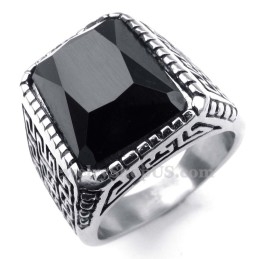 Anillo De Titanio Con Circonita Negra Para Hombre