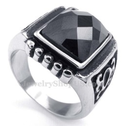 Anillo De Titanio Con Circonita Negra