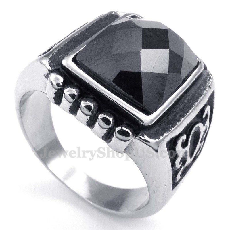 Anillo De Titanio Con Circonita Negra Anillo De Titanio Con Circonita Negra