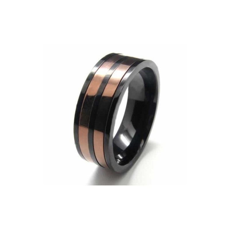 Anillo De Titanio De 8 Mm Con Dos Círculos Incrustados