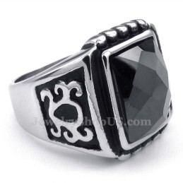 Anillo De Titanio Con Circonita Negra