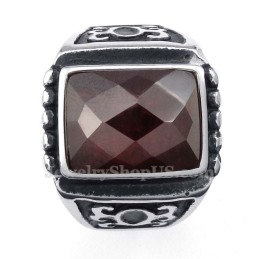Anillo De Titanio Con Circonita Roja