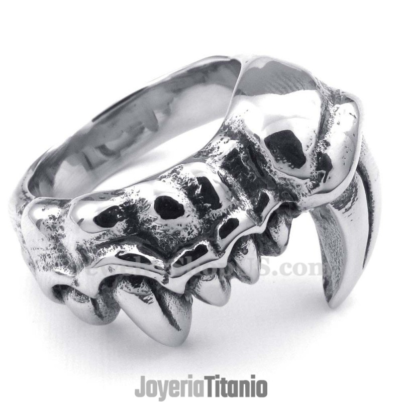 Anillo De Titanio Con Dientes De Monstruo Anillo De Titanio Con Dientes De Monstruo