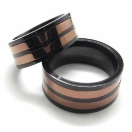 Anillo De Titanio De 8 Mm Con Dos Círculos Incrustados