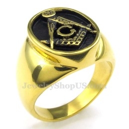 Anillo Masónico De Titanio Y Oro