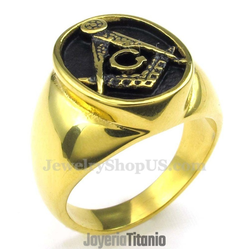 Anillo Masónico De Titanio Y Oro Anillo Masónico De Titanio Y Oro