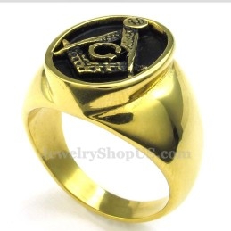 Anillo Masónico De Titanio Y Oro