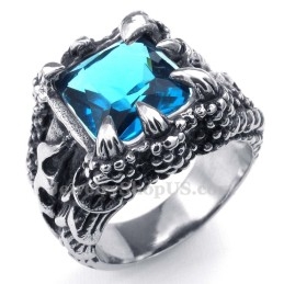 Anillo De Titanio Con Circonita Azul