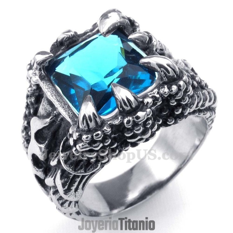 Anillo De Titanio Con Circonita Azul Anillo De Titanio Con Circonita Azul