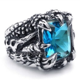 Anillo De Titanio Con Circonita Azul