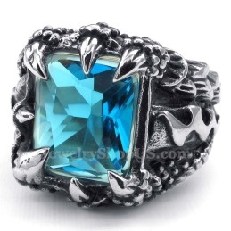 Anillo De Titanio Con Circonita Azul