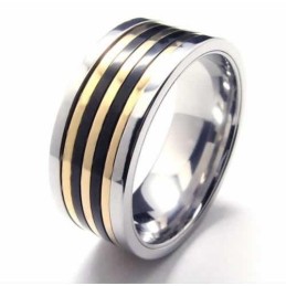 Anillo De Corte De 9 Mm Con Incrustaciones De Titanio Y Oro