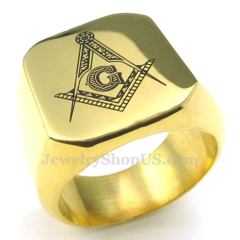 Anillo Masónico De Titanio Y Oro Anillo Masónico De Titanio Y Oro
