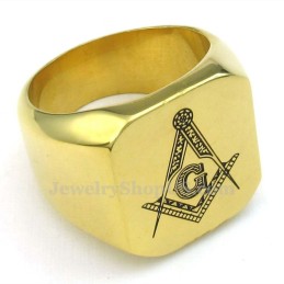 Anillo Masónico De Titanio Y Oro
