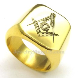 Anillo Masónico De Titanio Y Oro