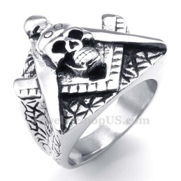 Anillo De Calavera Masónica De Titanio